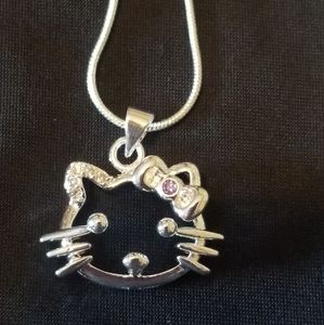 Crystal Hello Kitty 925 Silver Pendant Nec…